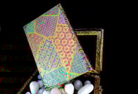 Image 8 of Indian Fabric Batik Designs Hand Painted Artisan Paper Rhinestoned Holo Glitter Handmade Magnetic...