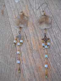 Image 3 of Tribal Queen Art Pop Super Extra Long Shoulder Duster Labradorite Swarovski Manmade Moonstone and...