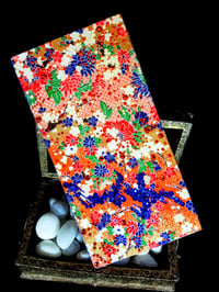 Image 4 of Japanese Orange and Blue Flowers Rhinestones Holo Glitter Handmade Paper Gold Foil Hand Painted G...