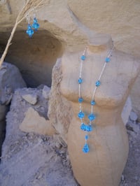 Image 4 of Inspired by the Tudors Desert Turquoise Blue Crystal Czech and Swarovski Bead Necklace and Ear...