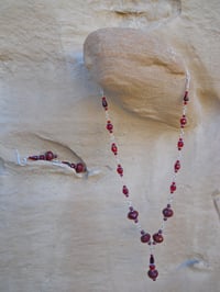 Image 3 of Inspired by the Tudors Velvety Red Necklace Earrings Set Renaissance Courtly Wear Fine Handmade O...