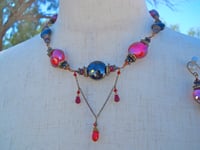 Image 1 of Black and Red Hard Candy Crystal Kickass Victorian Vintage Glass Swarovski Bronze Steampunk Goth ...