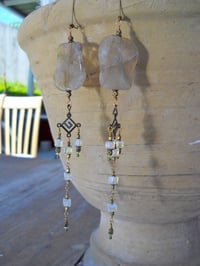 Image 4 of Tribal Queen Art Pop Super Extra Long Shoulder Duster Labradorite Swarovski Manmade Moonstone and...