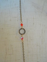 Image 4 of Inspired by Rome Red and Bronze Delicate Opera Length Necklace Earrings Vintage Glass Beads and T...