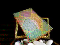 Image 9 of Indian Fabric Batik Designs Hand Painted Artisan Paper Rhinestoned Holo Glitter Handmade Magnetic...
