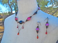 Image 3 of Black and Red Hard Candy Crystal Kickass Victorian Vintage Glass Swarovski Bronze Steampunk Goth ...