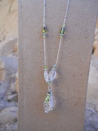 Image 1 of Quartz Crystal Leaves Peridot Swarovski Crystal and Sterling Silver Fantasy Steampunk Victorian N...