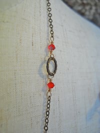 Image 5 of Inspired by Rome Red and Bronze Delicate Opera Length Necklace Earrings Vintage Glass Beads and T...