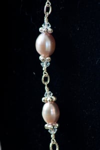 Image 2 of Pink Pearls Swarovski Crystal Sterling Silver Victorian Goth Steampunk Renaissance Box Clasp Neck...