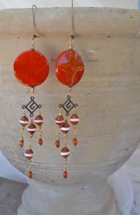 Image 2 of Orange Creamsicle Shoulder Duster Super Extra Long Awesome Natural Jasper and Bronze Tribal One o...