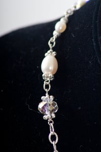 Image 3 of Bridal Wedding Jewelry Beautiful White Pearl Crystal Sterling Silver Pendant Necklace and Four Ea...