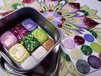 Image 1 of April Magical Crafting Saxon Goddess Ostara Metal Magnetic Palette 6x1/4 and 3x1/6 Pans Watercolo...