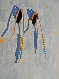 Image 3 of Desert Sunrise Elf Ear Handmade Hammered Bronze 16 Gauge Earrings