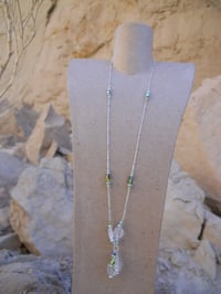 Image 4 of Quartz Crystal Leaves Peridot Swarovski Crystal and Sterling Silver Fantasy Steampunk Victorian N...