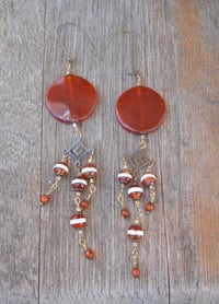 Image 4 of Orange Creamsicle Shoulder Duster Super Extra Long Awesome Natural Jasper and Bronze Tribal One o...