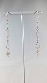 Image 1 of Dancing Queen Fabulous Silver Coated Swarovski Crystal Sterling Silver Twirl Rings Long Dangle an...