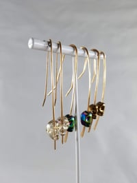 Image 1 of Glass Crystal Skull Elf Ear Gauged Hook Earrings Six Colors to Choose From