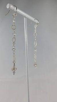 Image 2 of Dancing Queen Fabulous Silver Coated Swarovski Crystal Sterling Silver Twirl Rings Long Dangle an...