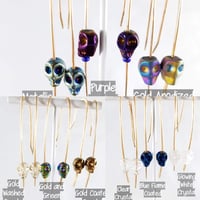 Image 2 of Glass Crystal Skull Elf Ear Gauged Hook Earrings Six Colors to Choose From