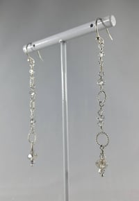 Image 3 of Dancing Queen Fabulous Silver Coated Swarovski Crystal Sterling Silver Twirl Rings Long Dangle an...