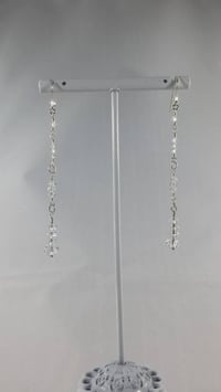 Image 4 of Dancing Queen Fabulous Silver Coated Swarovski Crystal Sterling Silver Twirl Rings Long Dangle an...