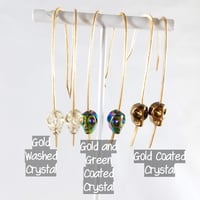 Image 4 of Glass Crystal Skull Elf Ear Gauged Hook Earrings Six Colors to Choose From