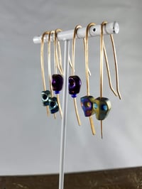 Image 6 of Glass Crystal Skull Elf Ear Gauged Hook Earrings Six Colors to Choose From