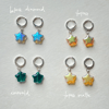 12mm czech glass star huggie hoop earrings