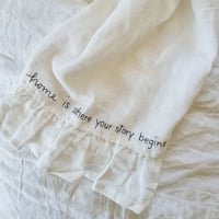 Image 1 of ruffled linen towel - home is where your story begins