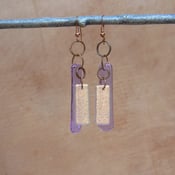 Image of Violet glass/salmon dichroic glass earrings