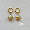 12mm czech glass star huggie hoop earrings