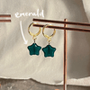 12mm czech glass star huggie hoop earrings