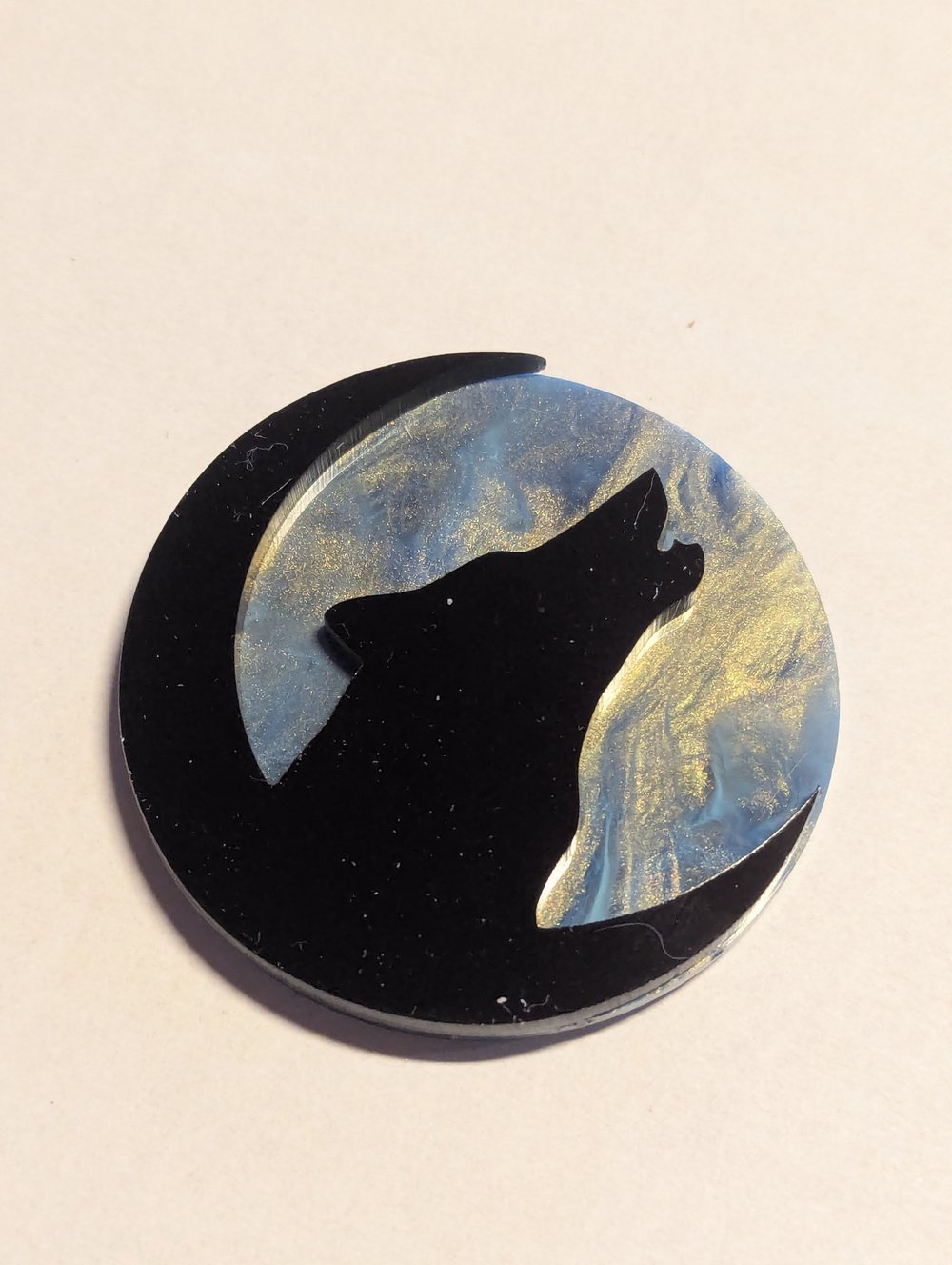 Copy of Wolf Heads blue gold, blue black ( translucent) , pink Aurora,