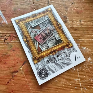 BLOODY MONEY METALLIC TRADING CARD & 1 of 1 HAND PAINTED EASEL BUNDLE