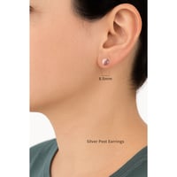 Image 2 of Pink Round Stone 8.7mm Small Silver Stud Earrings for Women Girls Ideal for Everyday Wear