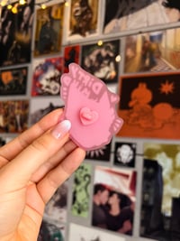 Image 2 of Dirty Mind Pink Acrylic Pin - Furry Version 