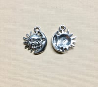 Image 2 of Sun and Moon Face Silver Plated Charms Pendant Solar Celestial Charm 17mm x 22mm 2 charms F411A