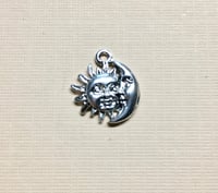 Image 3 of Sun and Moon Face Silver Plated Charms Pendant Solar Celestial Charm 17mm x 22mm 2 charms F411A