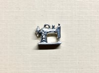 Image 3 of Sewing Machine Silver Plated Pendant Sewing Double Sided Charm 15mm x 20mm 2 pcs F411B