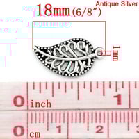 Image 4 of 20 Curved Filigree Leaves Antique Silver Leaf Charms 18mm x 10mm F411C