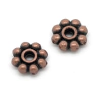 Image 1 of Antique Copper Pewter 7mm Heishe Daisy Spacers Rondelles Tube of Approx. 50 Beads F205