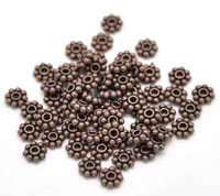 Image 2 of Antique Copper Pewter 7mm Heishe Daisy Spacers Rondelles Tube of Approx. 50 Beads F205