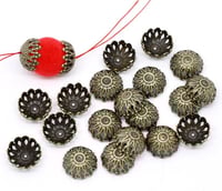 Image 2 of Acorn Filigree Round Bead Caps Antique Bronze 12mm x 6mm 20 pcs F222