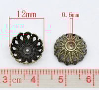 Image 3 of Acorn Filigree Round Bead Caps Antique Bronze 12mm x 6mm 20 pcs F222