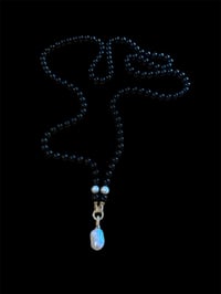 Image 1 of Crossbody Onyx and Baroque Pearl Necklace