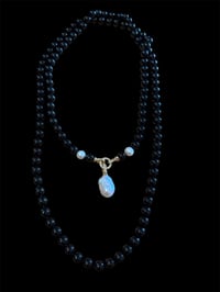 Image 2 of Crossbody Onyx and Baroque Pearl Necklace