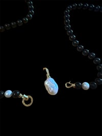 Image 3 of Crossbody Onyx and Baroque Pearl Necklace