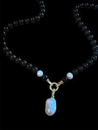 Image 4 of Crossbody Onyx and Baroque Pearl Necklace