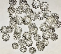 50 Silver Plated Brass Small Floral Cut Out Design Filigree Bead Caps 7mm 50 pcs F128D