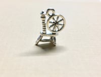 Image 3 of Spinning Wheel Silver Plated Pendants Spinning Wheel Double Sided Charms 15mm x 20mm 2 charms F313A